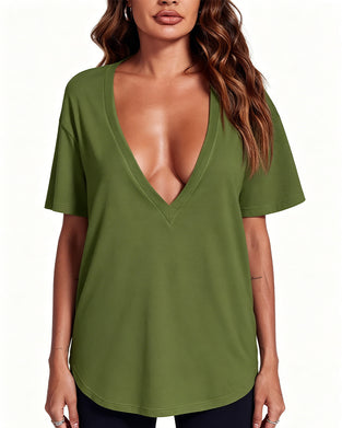 T-Shirt Femme Sexy Profond Col V