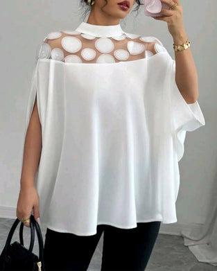 Blouse Décolleté Épaule Batman Manches Élégantes