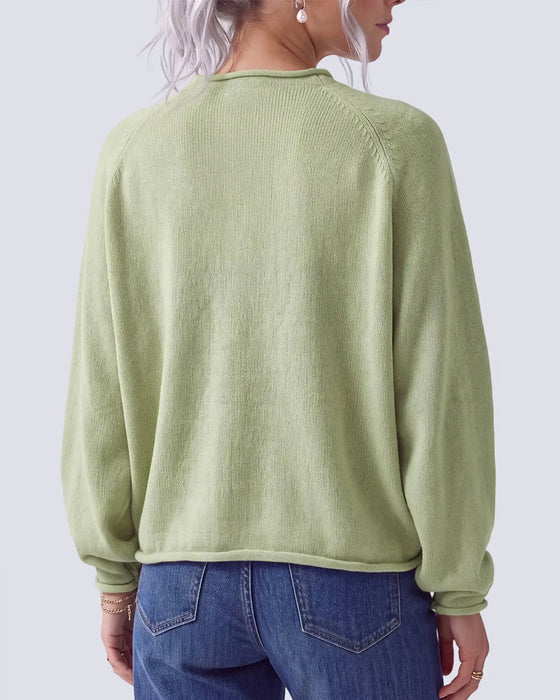 Pullover Col Rond Imprimé Poisson Épaule Tombante