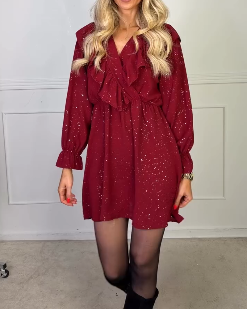 Robe Élégante À Col En V Et Couleur Unie