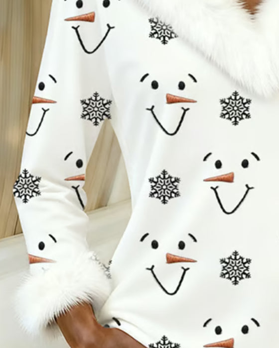 Haut À Col En Fourrure Imprimé Tendance