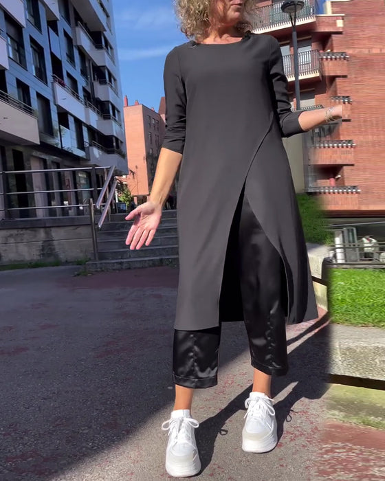 Chemise À La Mode Avec Fente Irrégulière