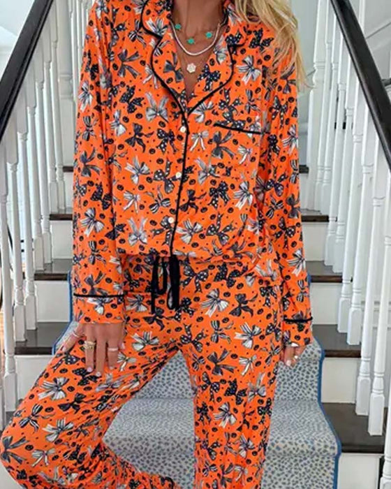 Pyjama Ensemble Col Chemise Imprimé Bouton