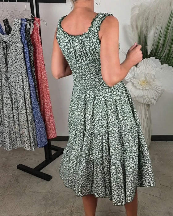 Robe Florale Bretelles Lacet Taille