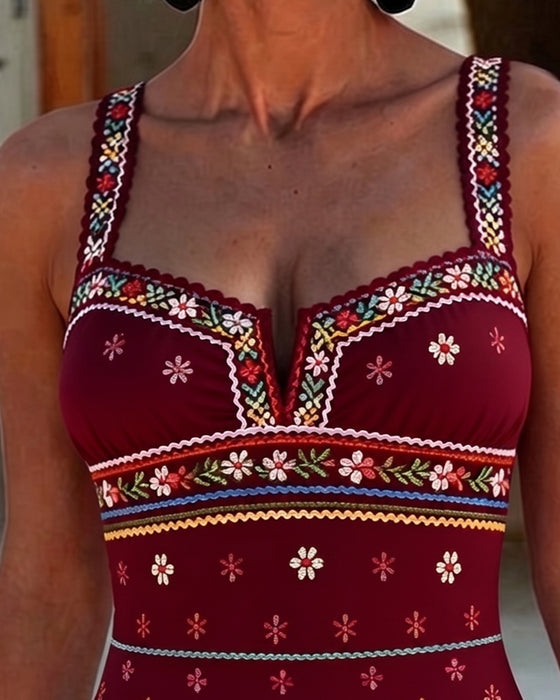 Une Pièce Camisole Col Carré Bohème