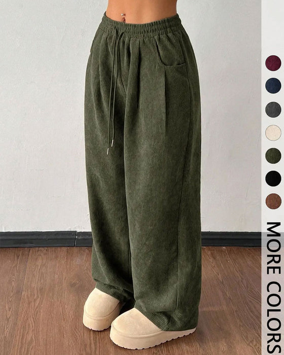 Pantalon Cordon De Serrage Velours Côtelé Long