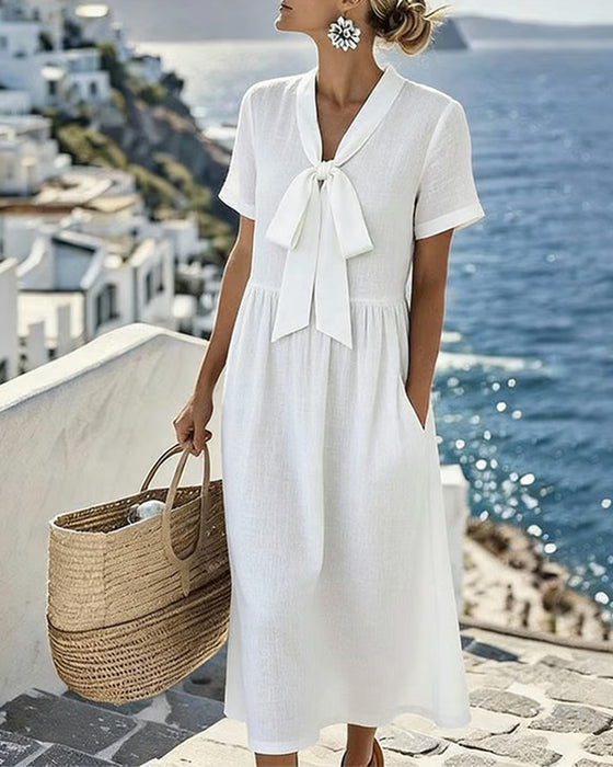 Robe Élégante Manches Courtes Ligne A