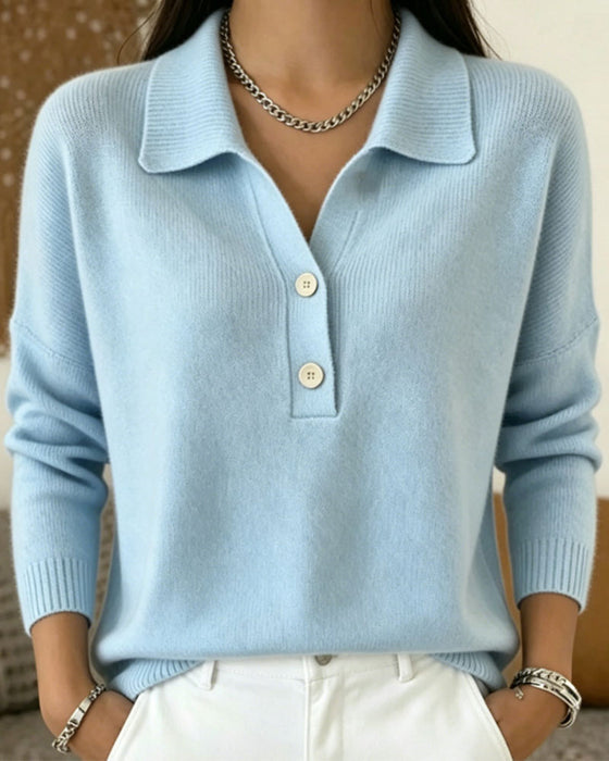 Pullover Demi-Patte Bouton Décontracté
