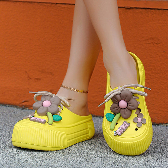 🌴 Chaussons Respirants pour Femmes avec Décoration Fleurie