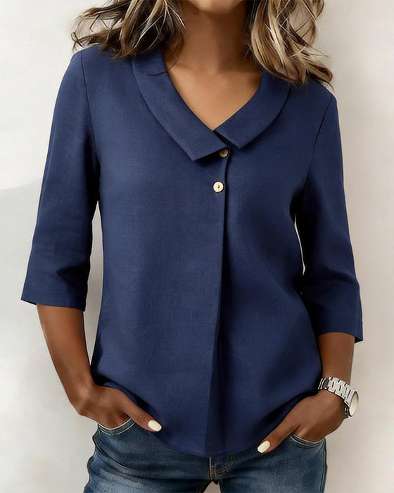 Blouse Revers Bouton Babydoll