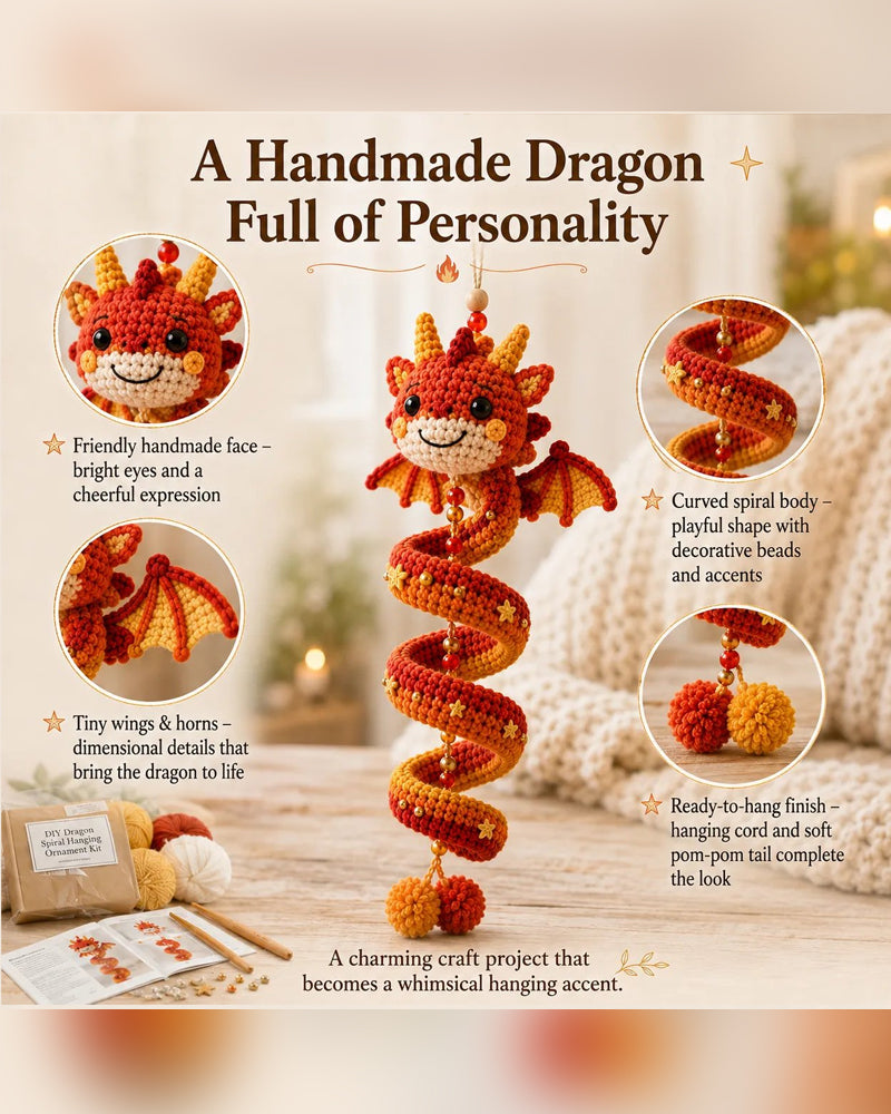 🐉 Kit DIY pour débutant d'un ornement suspendu en spirale dragon enchanté | Ensemble complet incluant tous les outils et un guide étape par étape 💕
