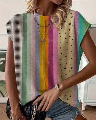 Pull-Over À Pois Rayé Arc-En-Ciel