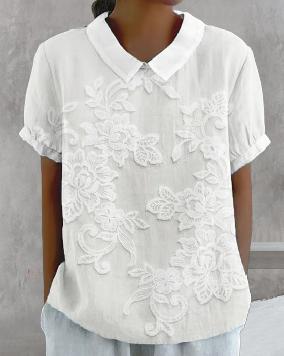 Blouse Avec Col Imprimé Uni