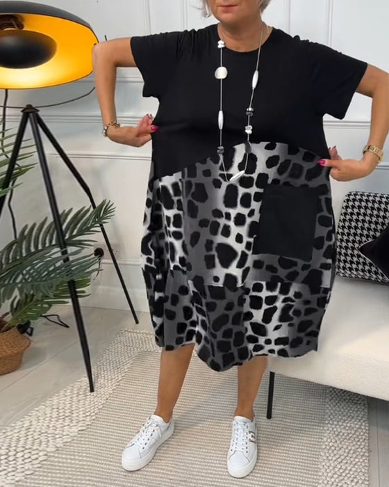 Robe imprimée à manches courtes et col rond