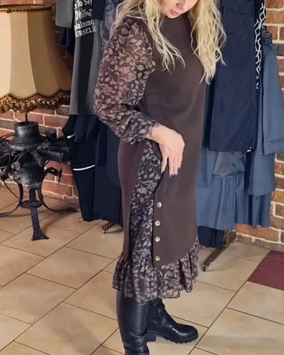 Robe À Col Rond Effet Faux Deux Pièces