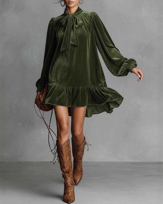 Robe Attache Manche Bouffante Volant