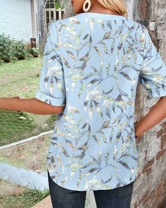 Blouse À Manches Courtes Imprimé Fausse Poche