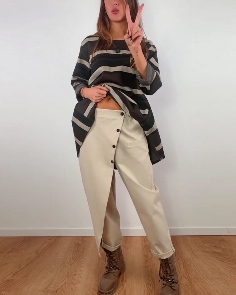Pantalon Style Designer Coupe Irrégulière Carotte