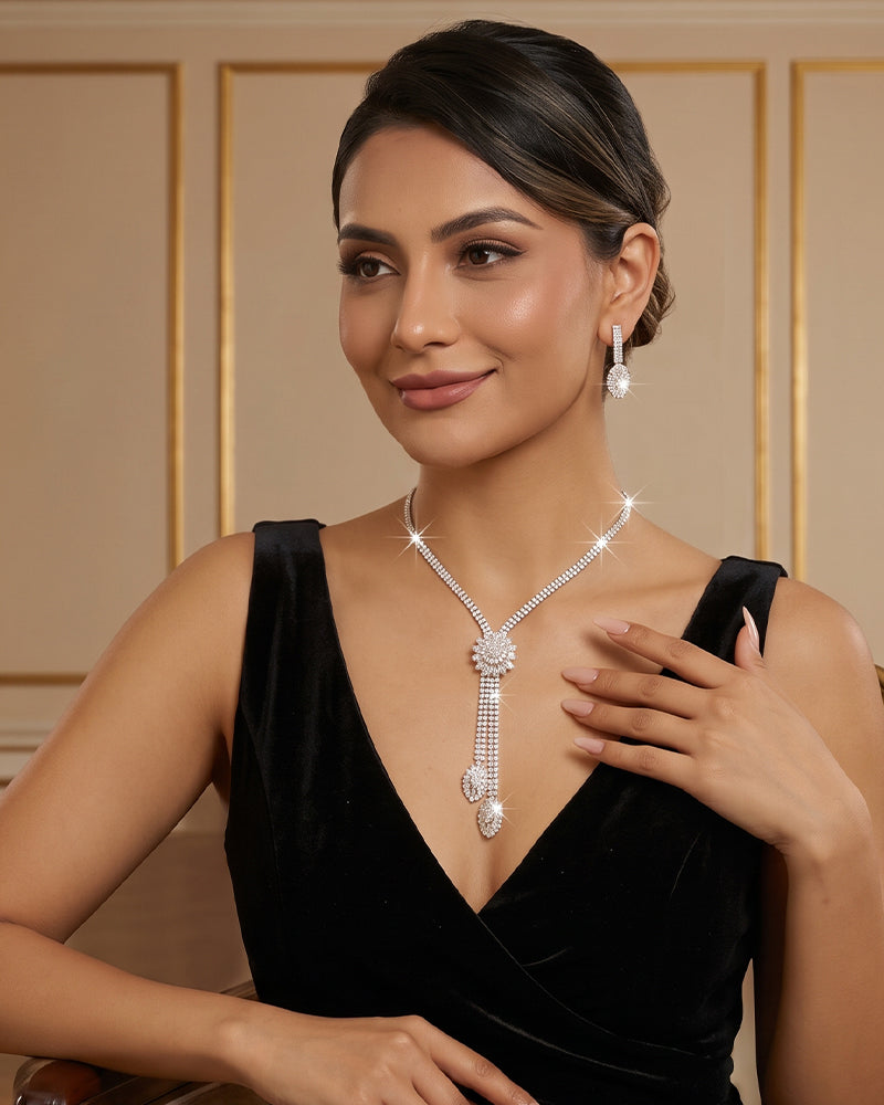🌼✨ Parure De Bijoux Femme Fleur En Zircone