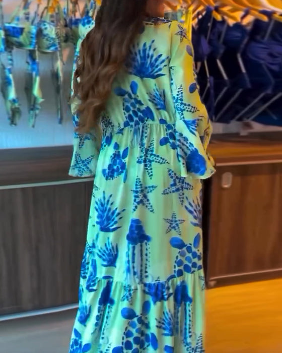 Maillot de bain imprimé pour les vacances avec des manches évasées