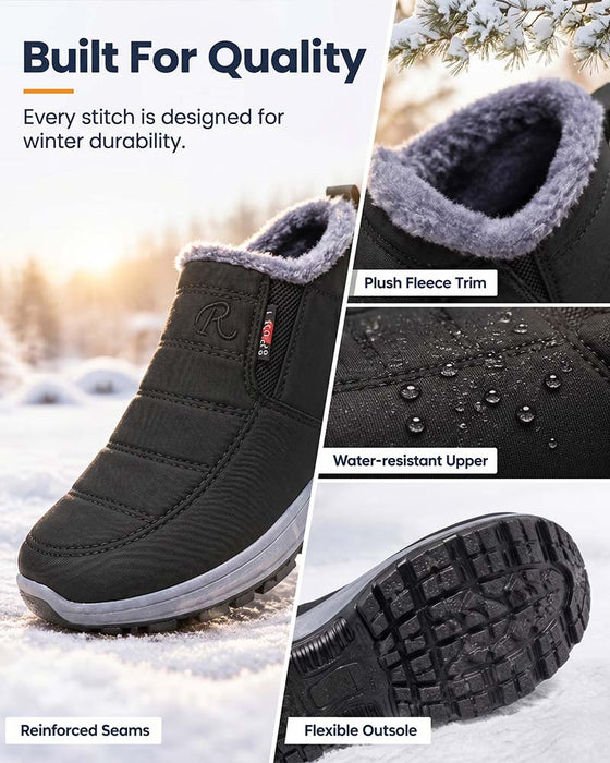 Bottes De Neige Hivernales Doublées Épaisses, Chaussures Décontractées Chaudes À Enfiler Pour Femmes Et Hommes
