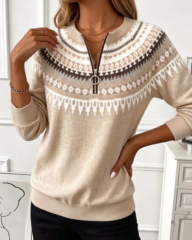Sweatshirts Bloc De Couleur Fermeture Éclair Manche Longue