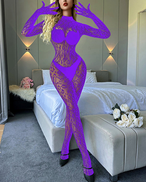 Sous-Vêtements Manches Longues Une-Pièce Bas-Réseau