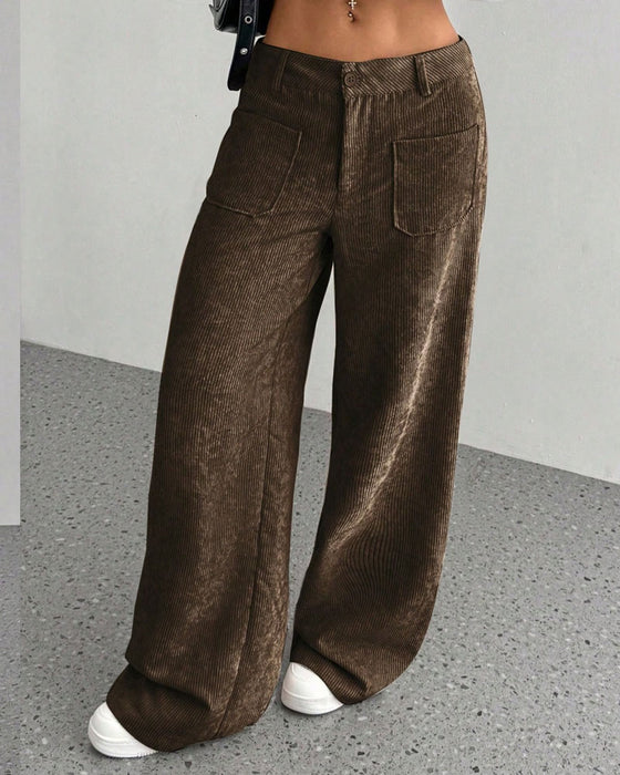 Pantalon Devant Dos Poche Unie Jambe Droite Long