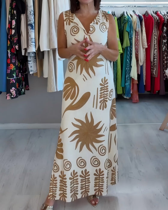Robe Col En V Sans Manches Droite