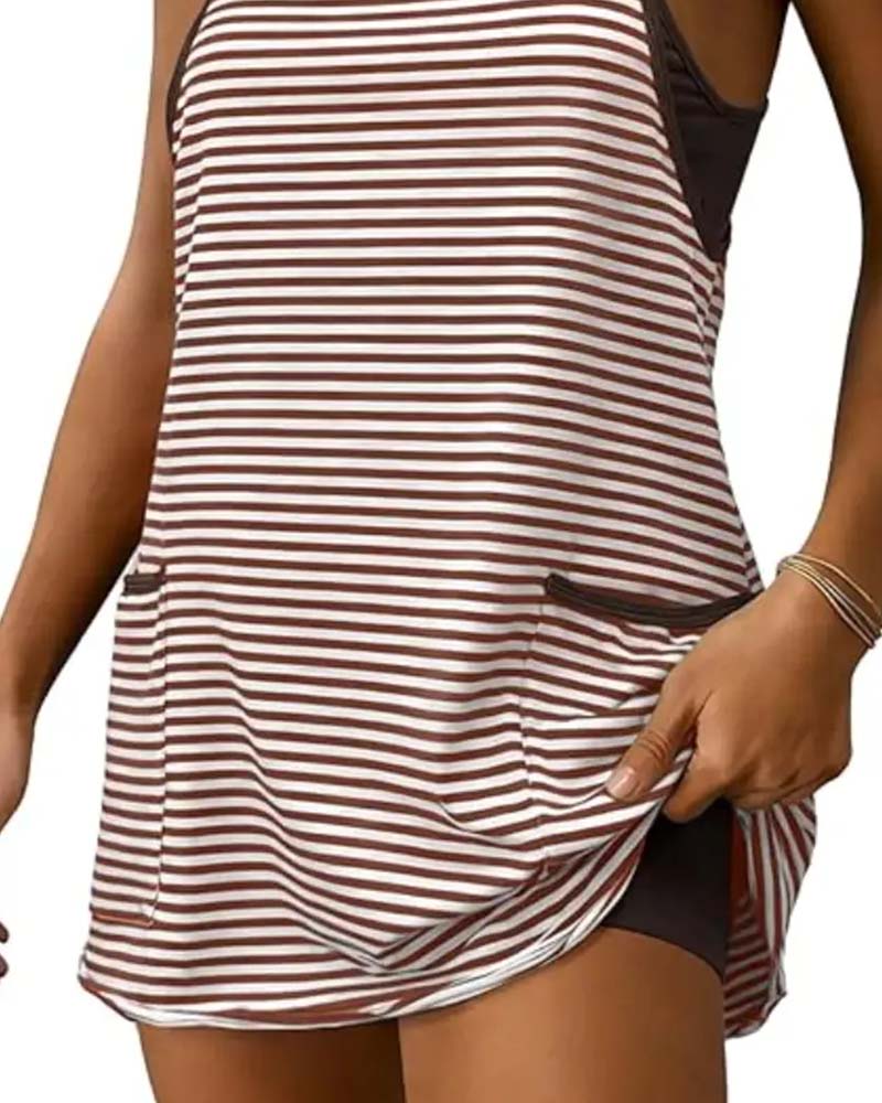 Combinaisons Rayées Sans Manches Camisole Décontractée