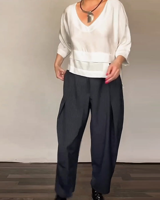 Pantalons Casuals Avec Des Rayures Rétro