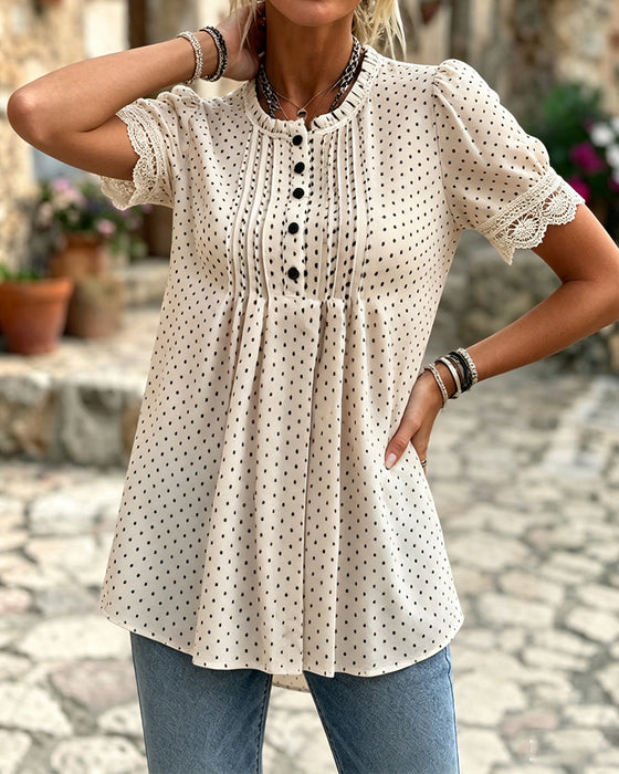 Blouse Manche Bouffante Polka Dot
