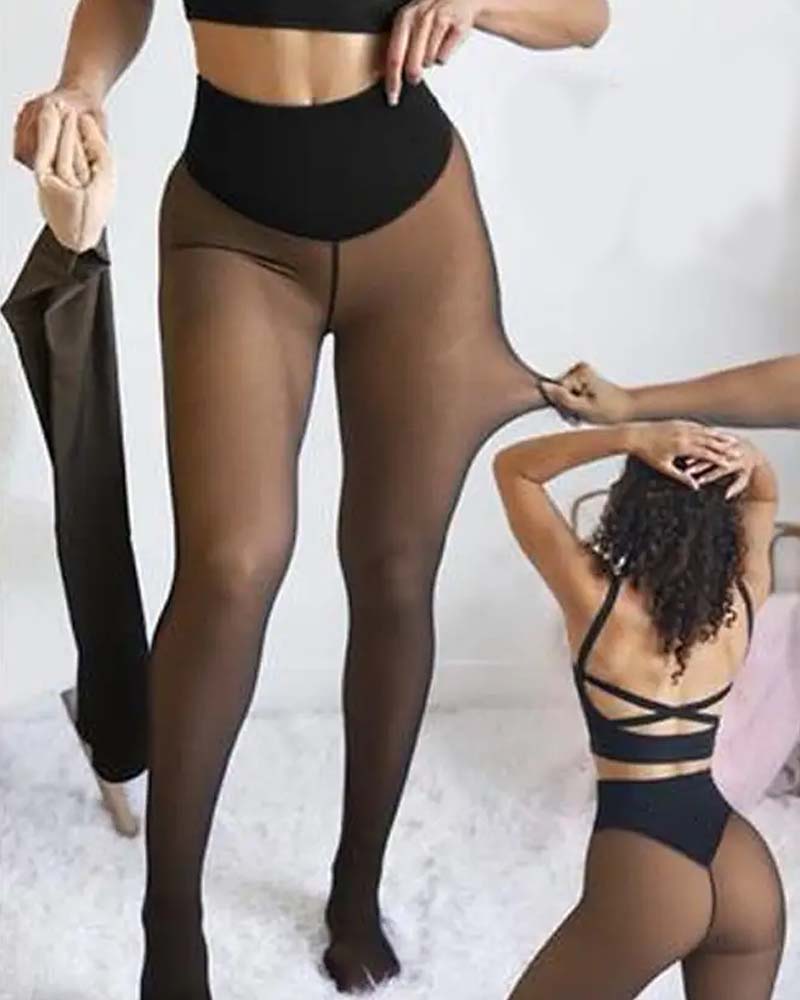 Leggings Moulants Doublés Polaire À Couture Unique