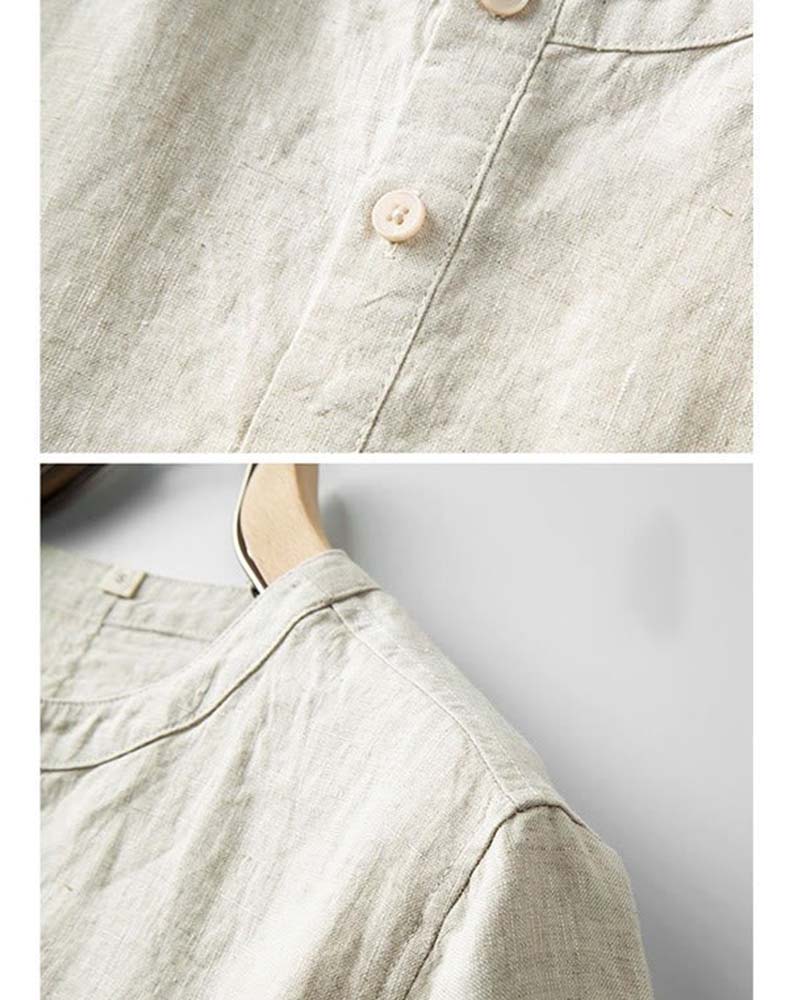 Chemise Homme Petit Col Montant Manches Courtes