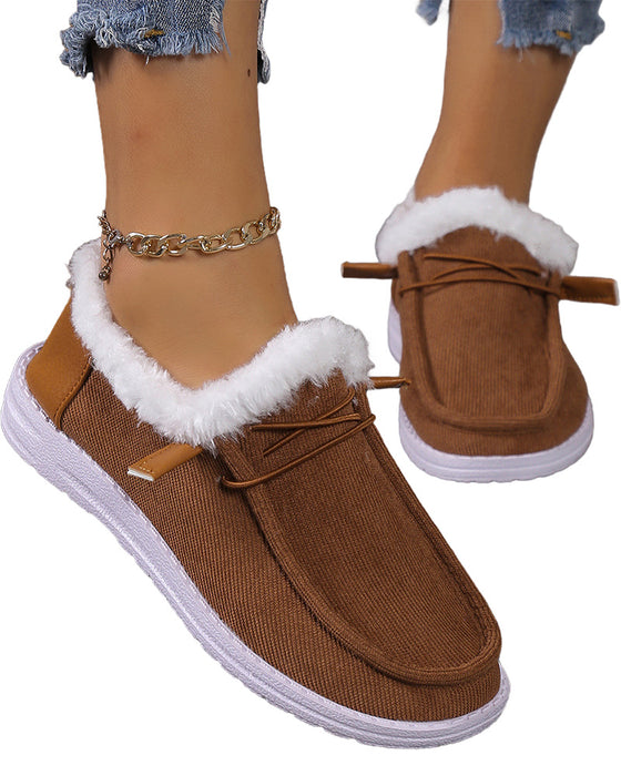 Chaussures en coton chaud épaissi de couleur unie