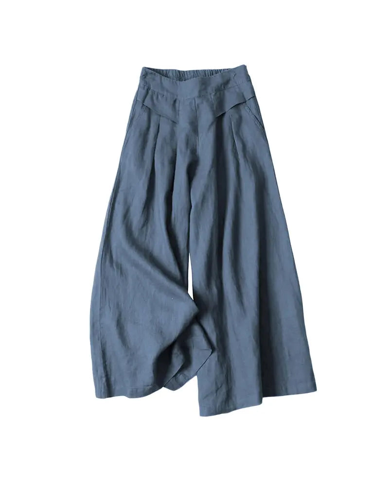 Pantalon Drapé Uni Décontracté Large