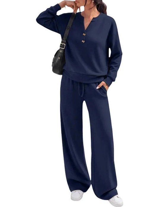 Ensemble Manche Longue Haut Jambe Large Pantalon