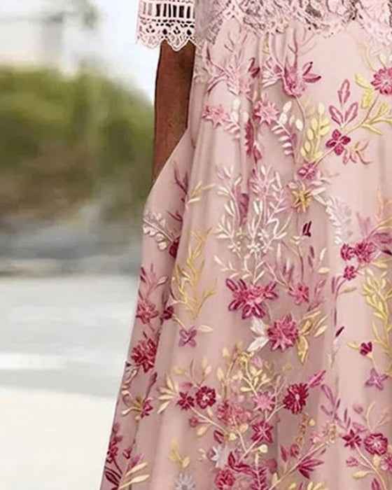 Robe Dentelle Florale Patchwork Ligne A