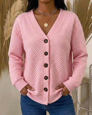 Manteau Uni À Carreaux Manches Longues