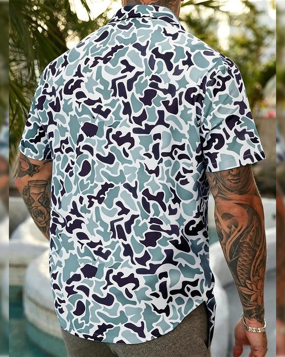 Chemise Homme Décontractée À Motif Camouflage