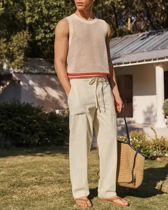 Pantalon Unie Poche Cordon Plage