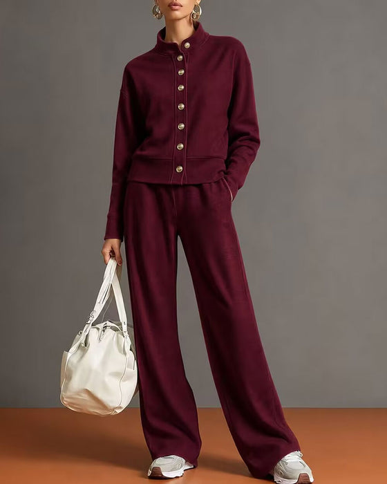 Ensemble Sweat À Capuche Bouton Pression Et Pantalon De Jogging