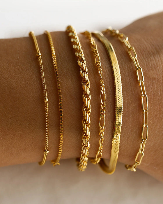 Ensemble De Bracelets Maillons Cubains Fins Et Superposables