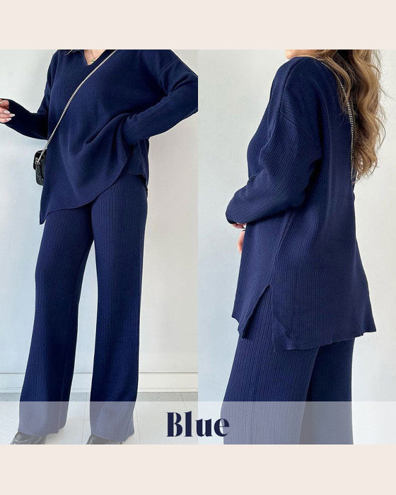 Ensemble De Deux Pièces Avec Caractéristiques Couleur Uni Et Tricot