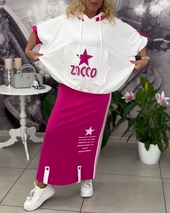 Ensemble À Capuche Cordon Jupe Imprimée