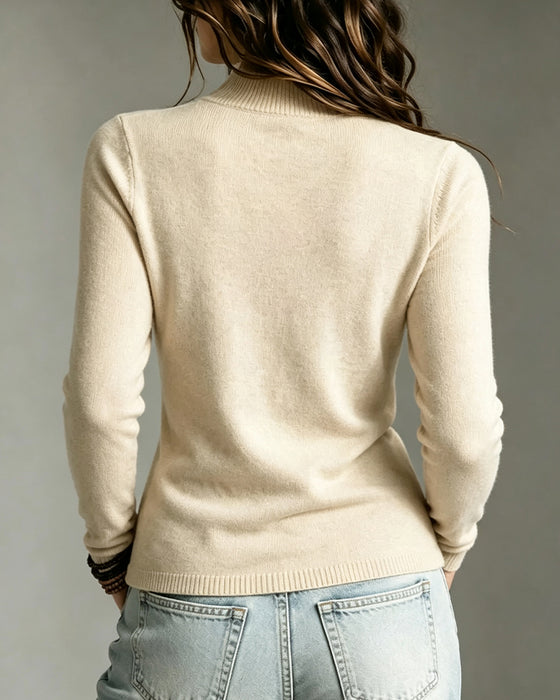 Pullover Col Montant Croisé Ajusté