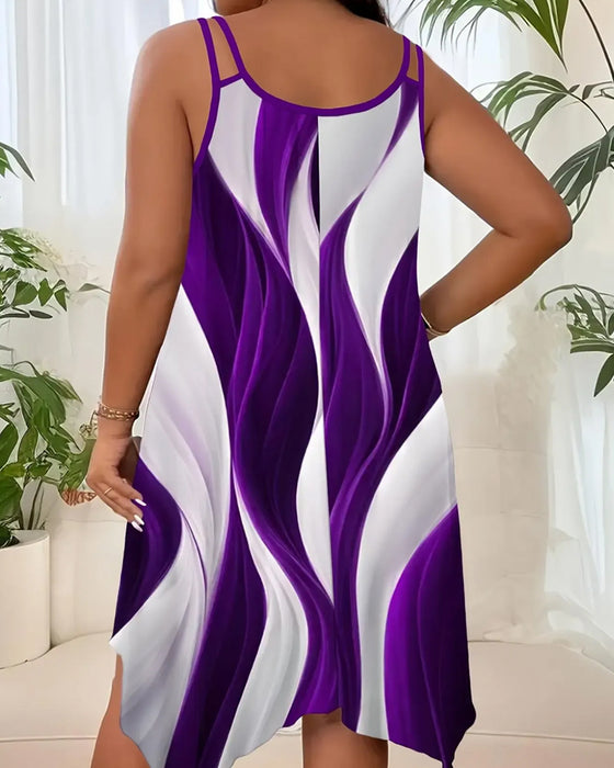 Robe Bloc De Couleur Ondulé Camisole