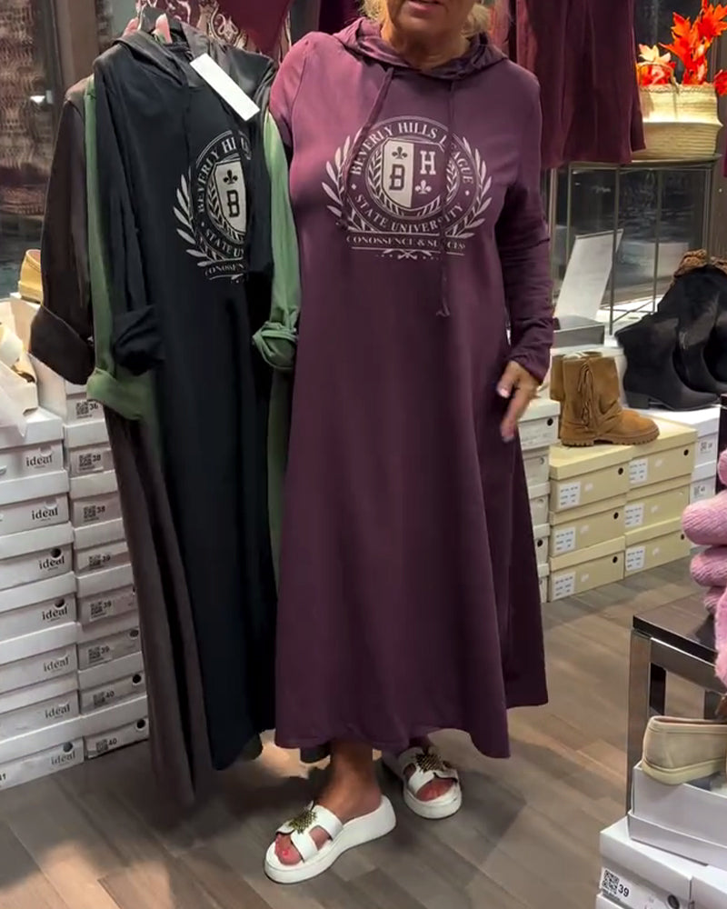 Robe À Capuche Sweat Imprimé