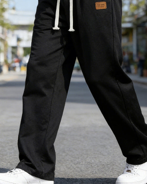 Pantalon Hommes Décontracté Cordon De Serrage Jambe Droite