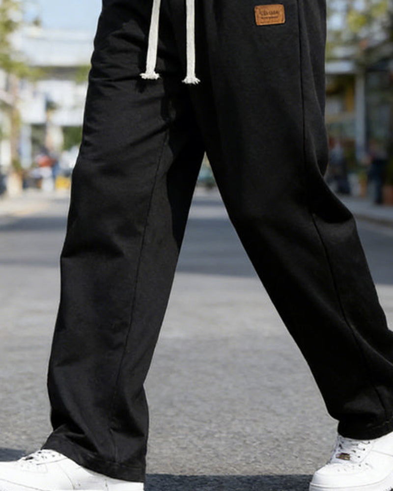 Pantalon Hommes Décontracté Cordon De Serrage Jambe Droite